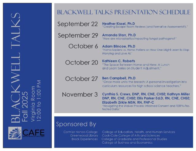 Blackwell Talks schedule Fall 2025