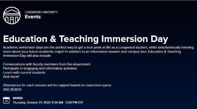 Education and Teaching Immersion Day