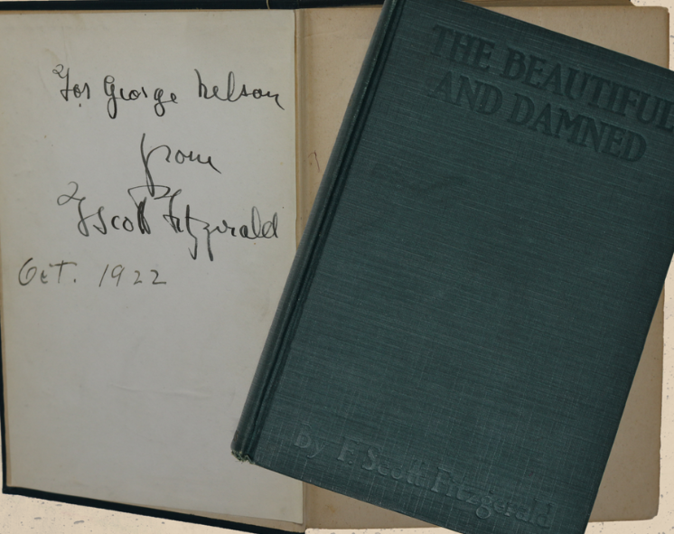 photo of autographed copy of Fitzgerald's The Beautiful and Damned