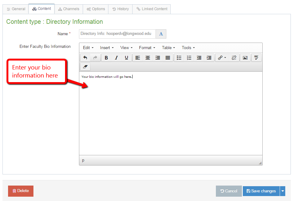 Directory Information Content