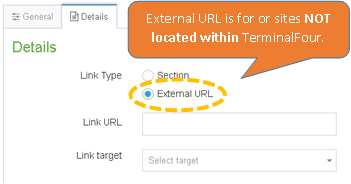 External and Section URLs