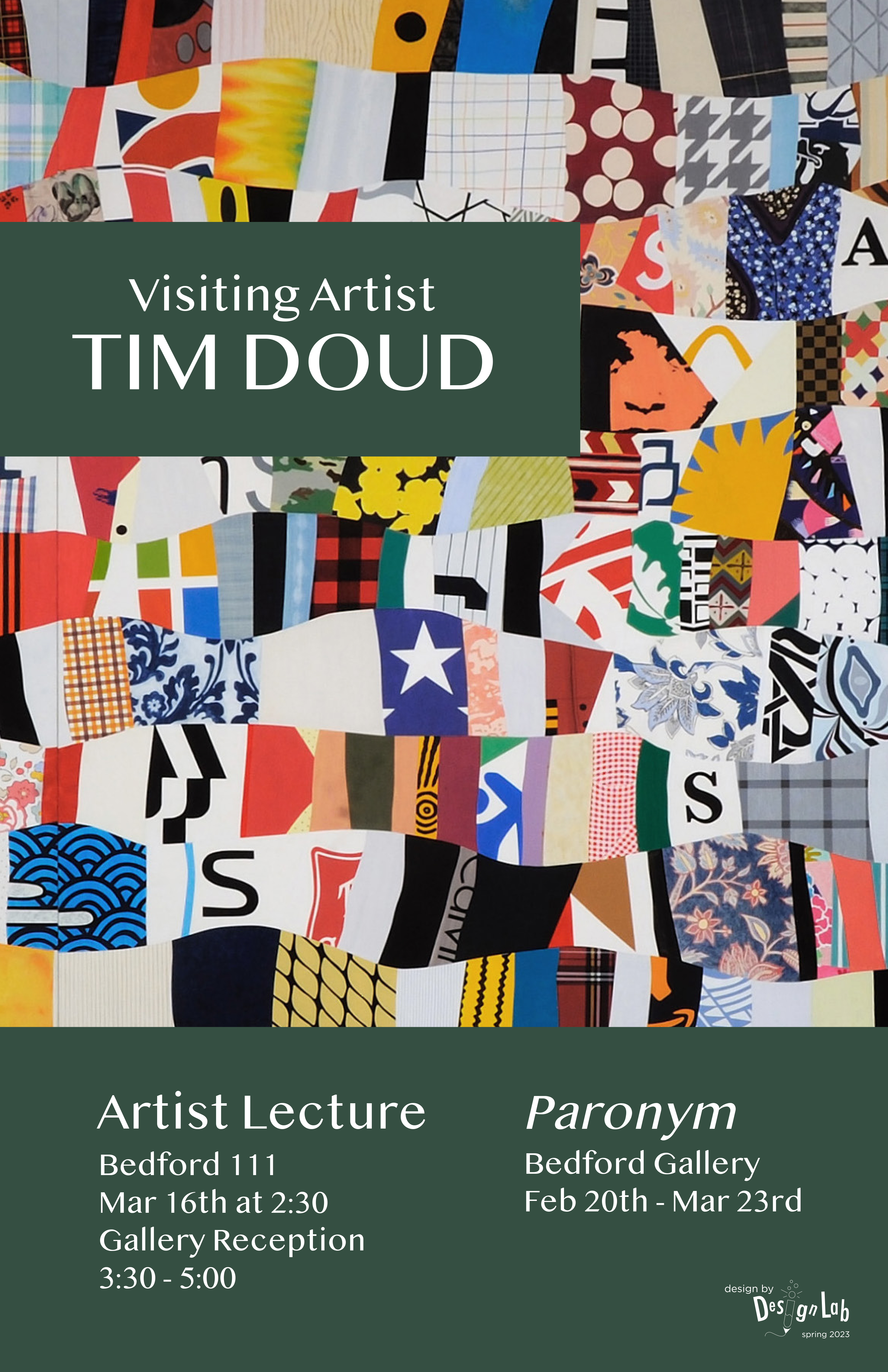 Poster for a visiting artist event featuring Tim Doud.