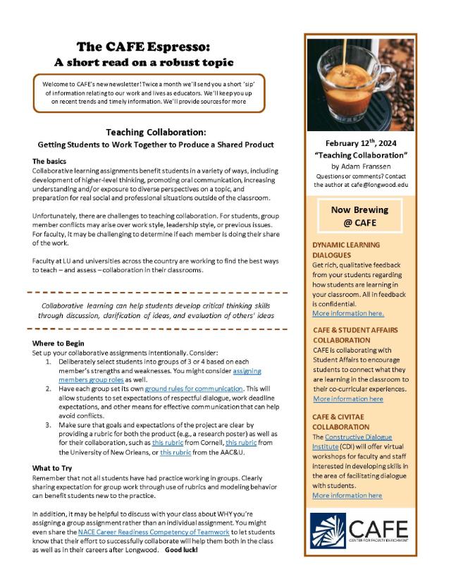 CAFE Espresso February 12, 2024