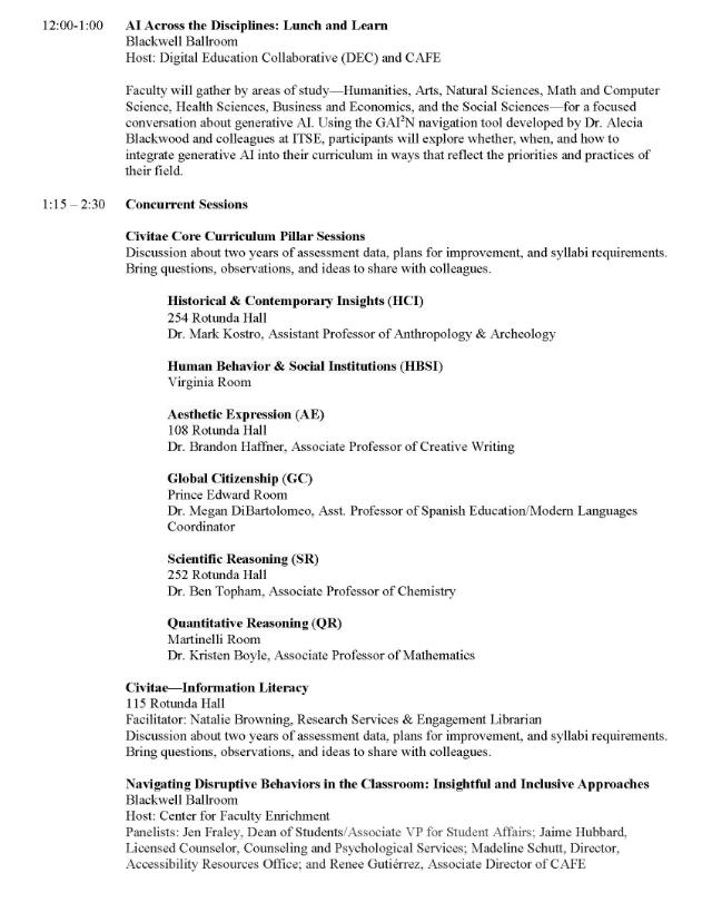 Undergraduate Development Professional Day 2- August 13, 2025