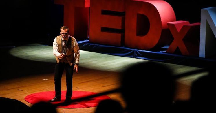 New Cormier Honors College Dean Chris Kukk gives a talk on the power of compassion at the TEDxTalk in Nashville/