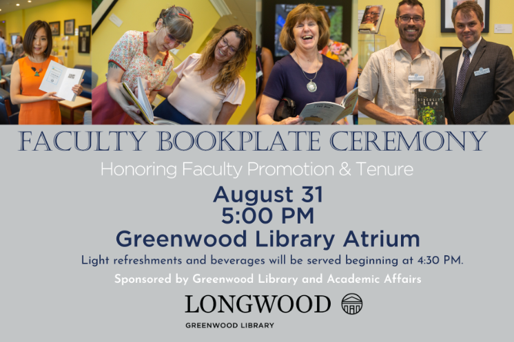 Images of Faculty with an invitation to attend 2023's Faculty Bookplate Ceremony