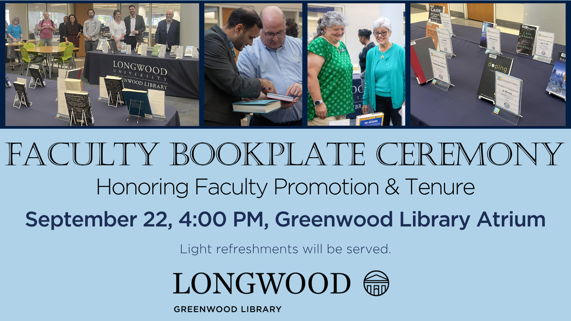 Invitation to Faculty Bookplate Ceremony on Sept 22, 2026 at 4 PM.
